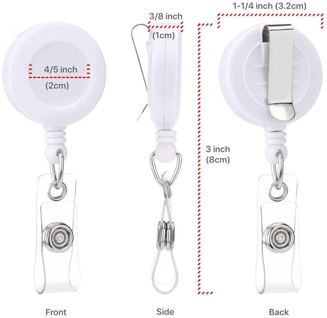 Alt view image 6 of 6 - Badge Reel, ID Badge Holder Retractable Clip, White, Bulk 25 Pack with Belt Clip, Extended 30-Inch Nylon Cord, Simple and Lightweight, Name Tag Holder for Nurses, Office Workers, Teachers