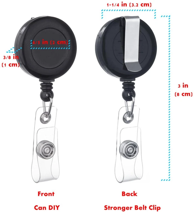 Alt view image 2 of 6 - Badge Reel, ID Badge Holder Retractable Clip, Black, Bulk 25 Pack with Belt Clip, Extended 30-Inch Nylon Cord, Simple and Lightweight, Name Tag Holder for Nurses, Office Workers, Teachers