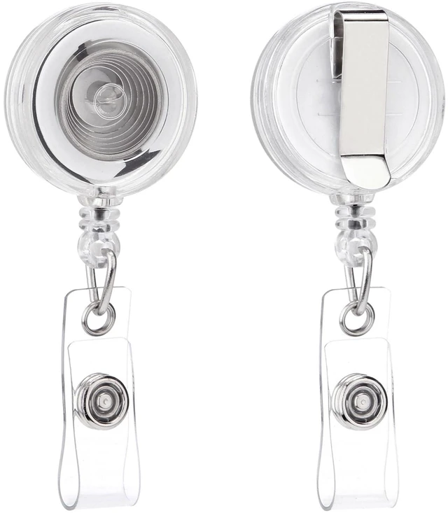 Main image of Badge Reel, ID Badge Holder Retractable Clip, Clear, Bulk 25 Pack with Belt Clip, Extended 30-Inch Nylon Cord, Simple and Lightweight, Name Tag Holder for Nurses, Office Workers, Teachers