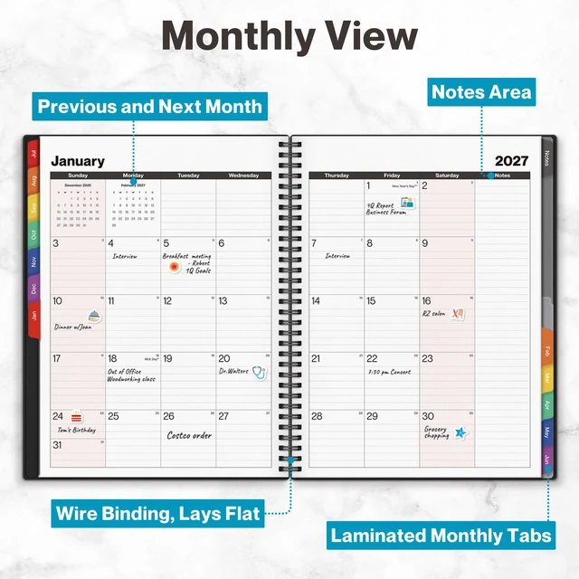 Alt view image 4 of 7 - 2026-2027 Planner 8.5x11, Weekly Monthly Academic Planner Large 8.5x11 planner provides ample writing space for appointments, goals, schedules, and reminders