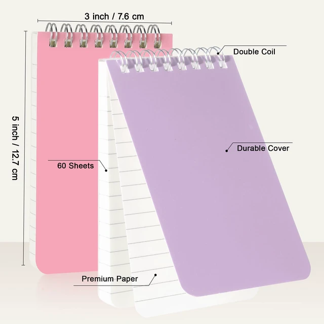 Alt view image 3 of 7 - 42 Packs Small Notebooks Bulk, 6 Assorted Colors 3x5 Inch Mini Top Bound Spiral Notepads, 60 Sheets/120 Pages 80GSM Memo Pads for College, School, Office, Home