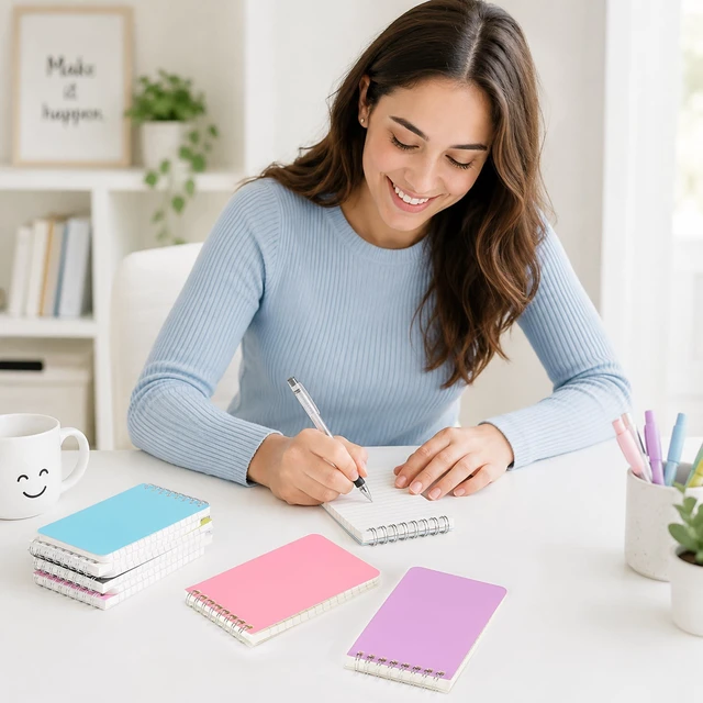 Alt view image 2 of 7 - 42 Packs Small Notebooks Bulk, 6 Assorted Colors 3x5 Inch Mini Top Bound Spiral Notepads, 60 Sheets/120 Pages 80GSM Memo Pads for College, School, Office, Home
