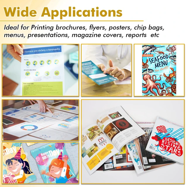 Alt view image 6 of 7 - Glossy Thin Inkjet Printer Paper 11x17 Inches 100 Sheets 36LB for DIY Chip Bag and Print Brochure Flyer for Inkjet Printer Use Dye Ink 135gsm