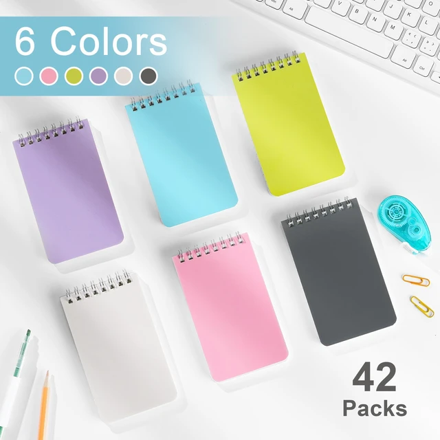 Alt view image 5 of 7 - 42 Packs Small Notebooks Bulk, 6 Assorted Colors 3x5 Inch Mini Top Bound Spiral Notepads, 60 Sheets/120 Pages 80GSM Memo Pads for College, School, Office, Home