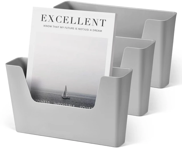 Main image of Adhesive File Holder Plastic Document Folder Door No Drilling Mount Mail Magazine Organizer A4 Filing Envelopes Folder, Office Wall Mount Single Pocket(GREY, 3 PCS)
