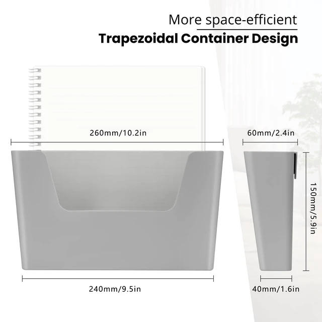 Alt view image 2 of 6 - Adhesive File Holder Plastic Document Folder Door No Drilling Mount Mail Magazine Organizer A4 Filing Envelopes Folder, Office Wall Mount Single Pocket(GREY, 3 PCS)