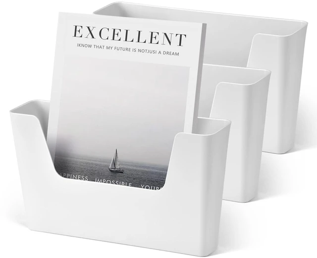 Main image of Adhesive File Holder Plastic Document Folder Door No Drilling Mount Mail Magazine Organizer A4 Filing Envelopes Folder, Office Wall Mount Single Pocket (WHITE, 3 PCS)