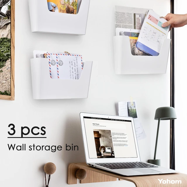 Alt view image 2 of 7 - Adhesive File Holder Plastic Document Folder Door No Drilling Mount Mail Magazine Organizer A4 Filing Envelopes Folder, Office Wall Mount Single Pocket (WHITE, 3 PCS)
