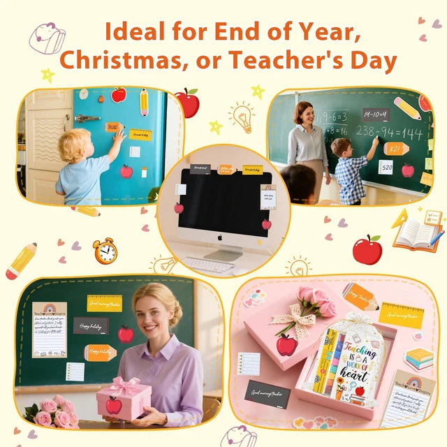 Alt view image 6 of 7 - Teacher Back to School Appreciation Birthday Gifts for Women First Day of School Gifts for Preschool Teacher, Teacher Stamps, Sticky Self-Stick Notes Pads, Classroom Supplies Must Haves