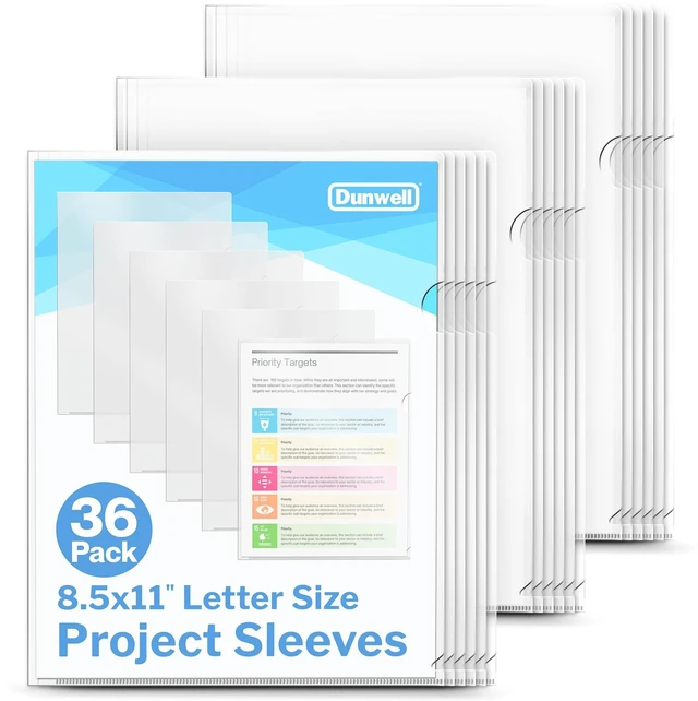Main image of Clear Folders for Documents, Plastic 8.5x11 File Sleeves, 36 Pack Document Protection, Filing, Storage, Organization, Transparent Pockets, Durable Letter Size Holder