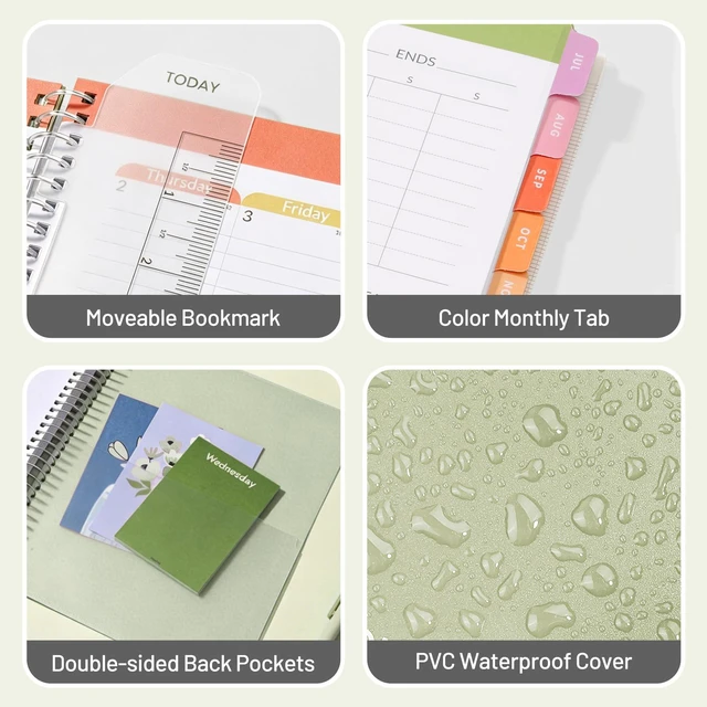 Alt view image 6 of 7 - Student Planner 2026-2027, Middle or High School Planner for Academic Year Jul. 2026 - Jun. 2027, 6.5" x 8.3" Lesson Plan Datebook with PVC Waterproof Cover, Bookmark, Planning Stickers, Green