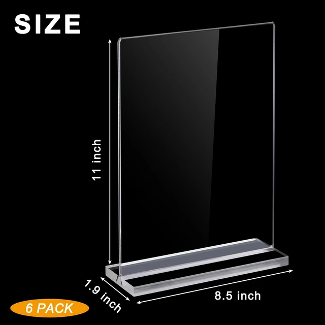 Alt view image 3 of 7 - 6Pack Acrylic Sign Holder 8.5 x 11inch, Vertical Display Sign Stand Clear Menu Holder Stand, Table Paper Holder, Desk Brochure Holder for Vendor Booth Display Items, Restaurants, Office, Store