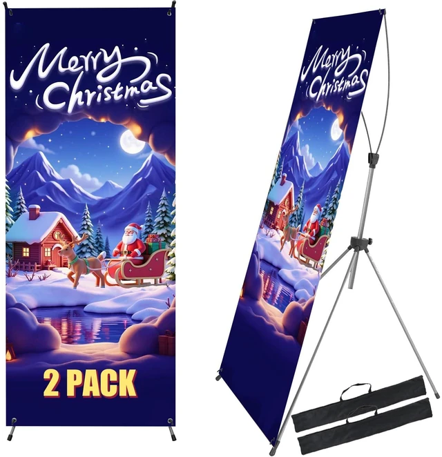 Main image of 2 Pack X Frame Banner Stand Fits Banner Adjustable Size Width 35" and Height 71" to 78" with Portable Travel Bag, Customize Stand for Tradeshow, Market, Store, Display, Event, Birthday & Party