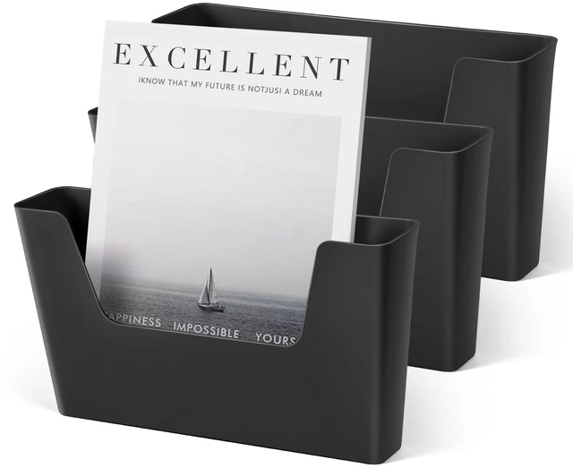 Main image of Adhesive File Holder Plastic Document Folder Door No Drilling Mount Mail Magazine Organizer A4 Filing Envelopes Folder, Office Wall Mount Single Pocket (BLACK, 3 PCS)