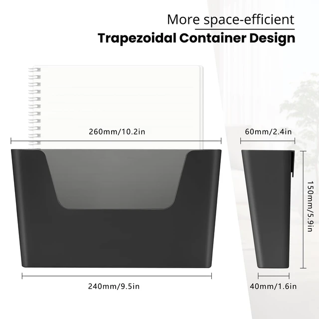 Alt view image 4 of 5 - Adhesive File Holder Plastic Document Folder Door No Drilling Mount Mail Magazine Organizer A4 Filing Envelopes Folder, Office Wall Mount Single Pocket (BLACK, 3 PCS)