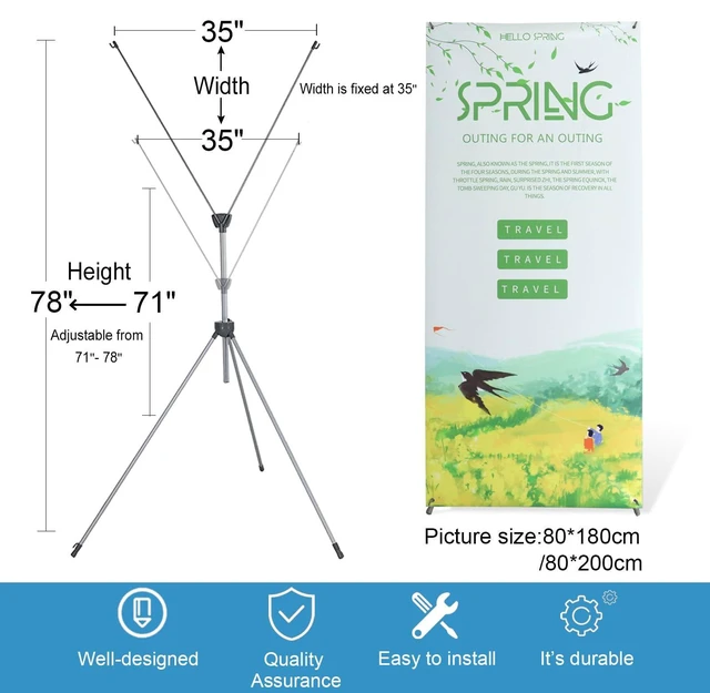 Alt view image 6 of 7 - 2 Pack X Frame Banner Stand Fits Banner Adjustable Size Width 35" and Height 71" to 78" with Portable Travel Bag, Customize Stand for Tradeshow, Market, Store, Display, Event, Birthday & Party