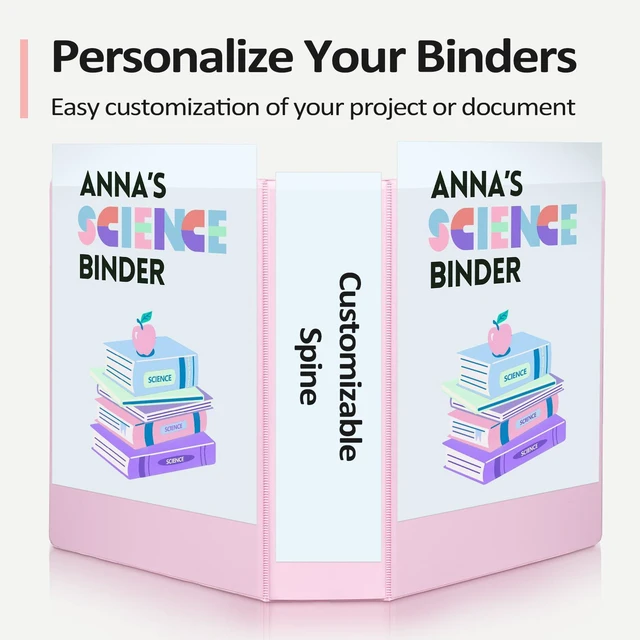 Alt view image 2 of 7 - BinderX 2 Inch 3 Ring Binder, D-Ring Large Binders, Holds 500 Sheets 8.5x11 Paper, PVC-Free, Customizable View Cover with 2 Inside Pockets, School & Office Supplies, Assorted Pastels, 2-Pack