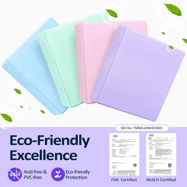 Alt view image 4 of 7 - BinderX 2 Inch 3 Ring Binder, D-Ring Large Binders, Holds 500 Sheets 8.5x11 Paper, PVC-Free, Customizable View Cover with 2 Inside Pockets, School & Office Supplies, Assorted Pastels, 2-Pack