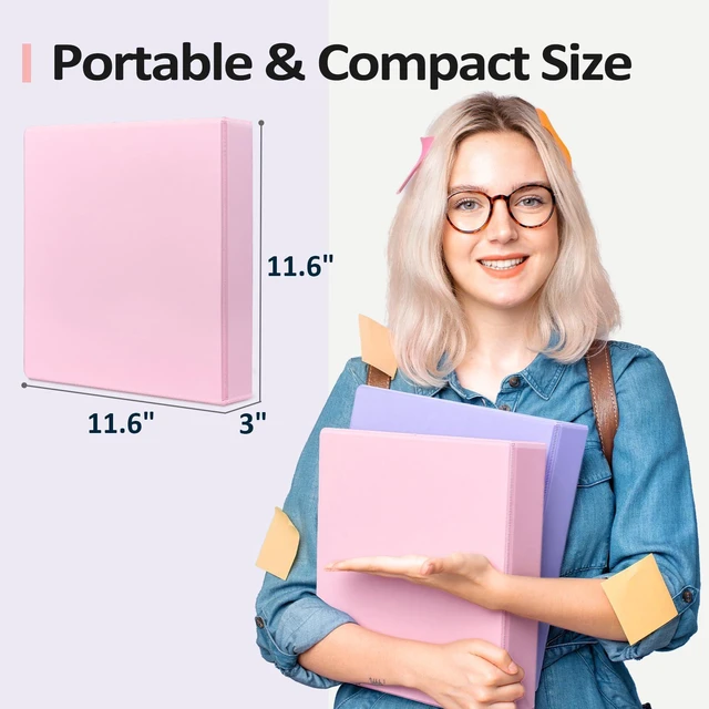Alt view image 6 of 7 - BinderX 2 Inch 3 Ring Binder, D-Ring Large Binders, Holds 500 Sheets 8.5x11 Paper, PVC-Free, Customizable View Cover with 2 Inside Pockets, School & Office Supplies, Assorted Pastels, 2-Pack