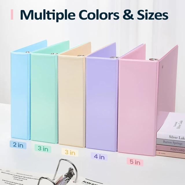 Alt view image 7 of 7 - BinderX 2 Inch 3 Ring Binder, D-Ring Large Binders, Holds 500 Sheets 8.5x11 Paper, PVC-Free, Customizable View Cover with 2 Inside Pockets, School & Office Supplies, Assorted Pastels, 2-Pack