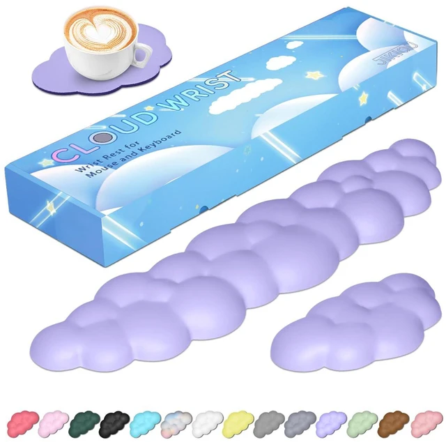 Main image of Upgrade Leather Cloud Wrist Rest for Keyboard and Mouse & Cup Pad Wish Gift-Cute Cloud Shape, Comfortable and dont Irritate to Skin, Non-Slip PU Base,Soft Memory Foam filled for Pain Relief