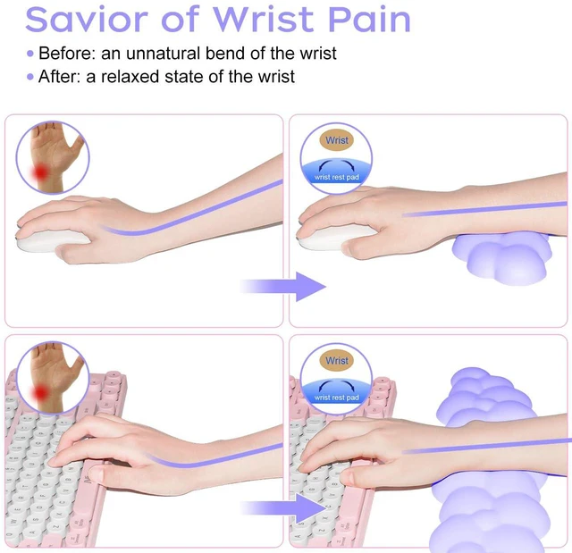 Alt view image 7 of 7 - Upgrade Leather Cloud Wrist Rest for Keyboard and Mouse & Cup Pad Wish Gift-Cute Cloud Shape, Comfortable and dont Irritate to Skin, Non-Slip PU Base,Soft Memory Foam filled for Pain Relief