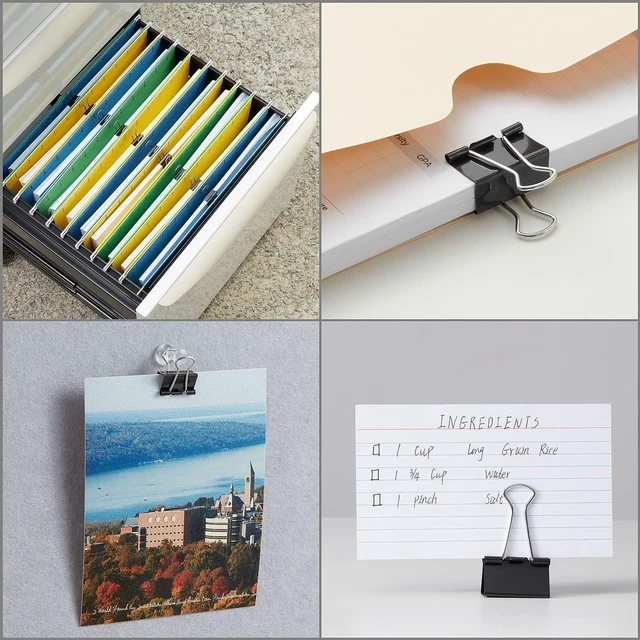 Alt view image 5 of 5 - Binder Clips, Small 0.75 in Width, Black, 120-Pack Compact clips for paper stacks and everyday office filing