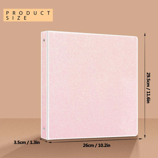 Alt view image 2 of 7 - Glitter 1 Inch Binder Organizer (10.5'' x 11.5'') - Waterproof Durable View Binder, Holds 8.5'' x 11'' Letter Size 300 Pages, Pale Pink