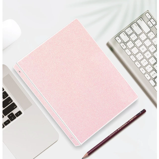 Alt view image 7 of 7 - Glitter 1 Inch Binder Organizer (10.5'' x 11.5'') - Waterproof Durable View Binder, Holds 8.5'' x 11'' Letter Size 300 Pages, Pale Pink