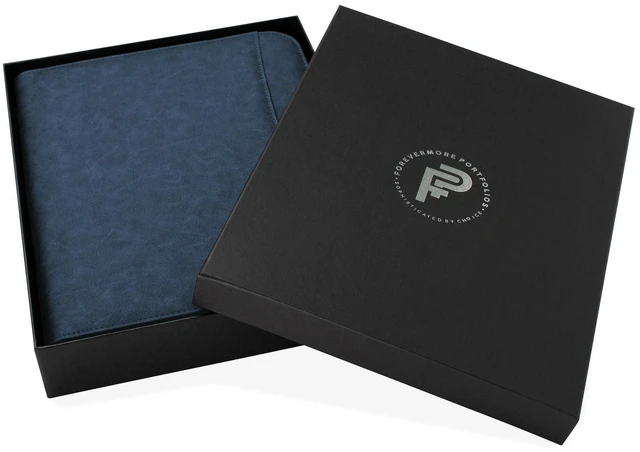 Alt view image 2 of 7 - Portfolio Binder, Slim No Ring, Zipper, Vegan Leather, Blue
