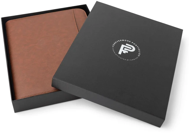 Alt view image 2 of 7 - Portfolio Binder, Slim No Ring, Zipper, Vegan Leather, Brown
