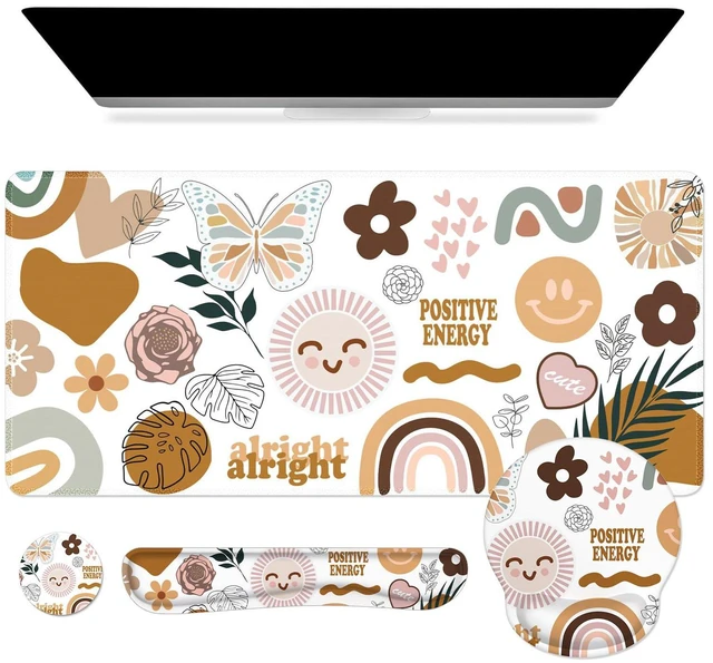 Main image of Sticker Keyboard Mat 35.4"x15.7", Desktop Mat for Workspace Vintage Students Ergonomic Desk Pad with Keyboard Wrist Rest, Mousepad Set for Computer Study Office Workspace Area