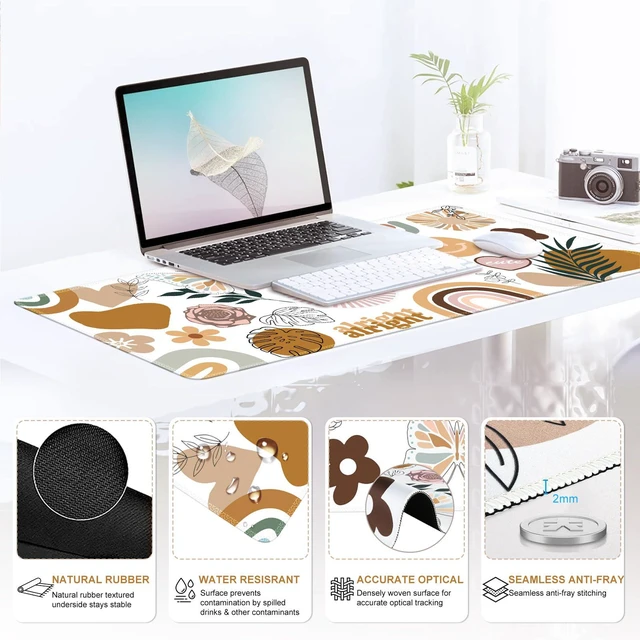 Alt view image 5 of 7 - Sticker Keyboard Mat 35.4"x15.7", Desktop Mat for Workspace Vintage Students Ergonomic Desk Pad with Keyboard Wrist Rest, Mousepad Set for Computer Study Office Workspace Area