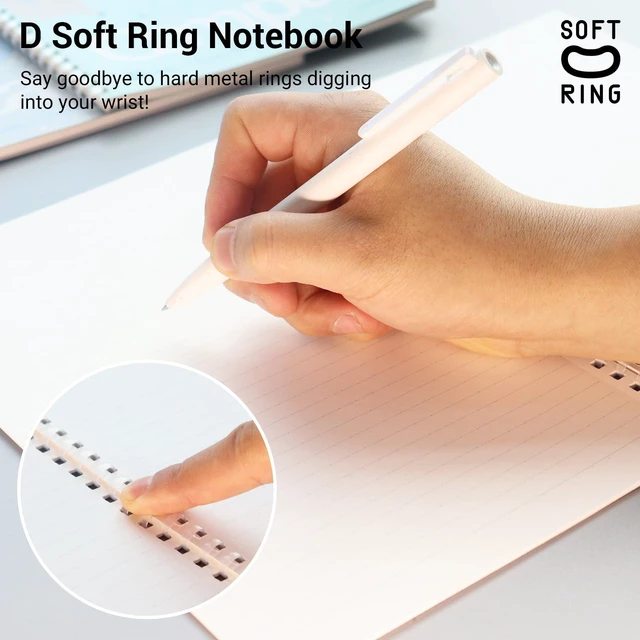 Alt view image 3 of 7 - Spiral Notebook Journal, 3 Pack Campus B5 Soft Ring Notebooks with Dotted A 7mm Rule, 40 Sheets, Cute Animal 1 Subject Notebook in Blue Yellow Green, College Office Note Taking. Japan Import