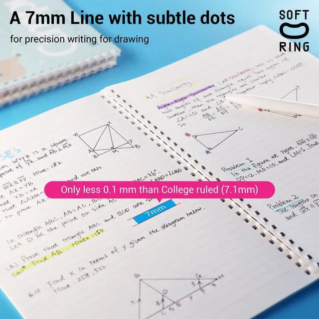 Alt view image 5 of 7 - Spiral Notebook Journal, 3 Pack Campus B5 Soft Ring Notebooks with Dotted A 7mm Rule, 40 Sheets, Cute Animal 1 Subject Notebook in Blue Yellow Green, College Office Note Taking. Japan Import