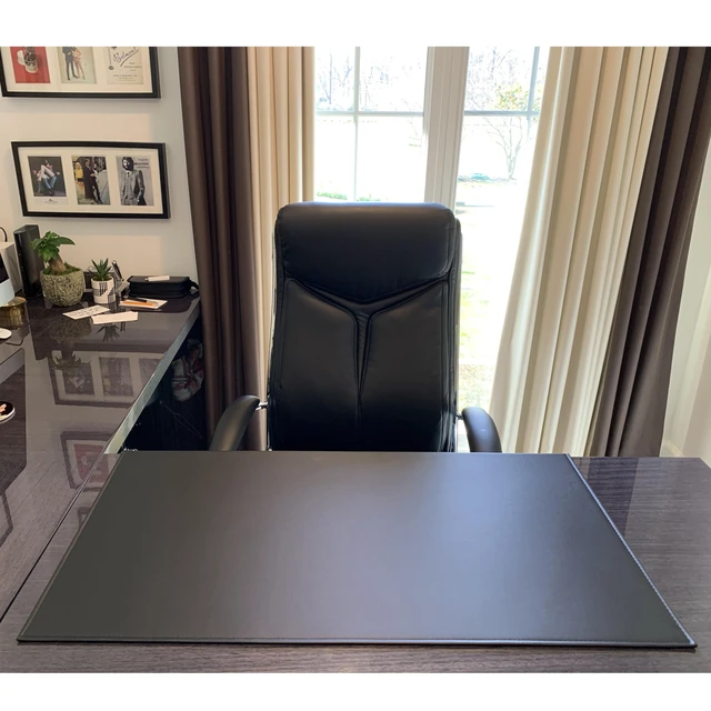 Alt view image 6 of 7 - Non-Slip 35.4"x 15.8" Soft PU Leather Surface Office Desk Mouse Mat Pad with Full Grip Fixation Lip Table Blotter Edge-Locked Protector