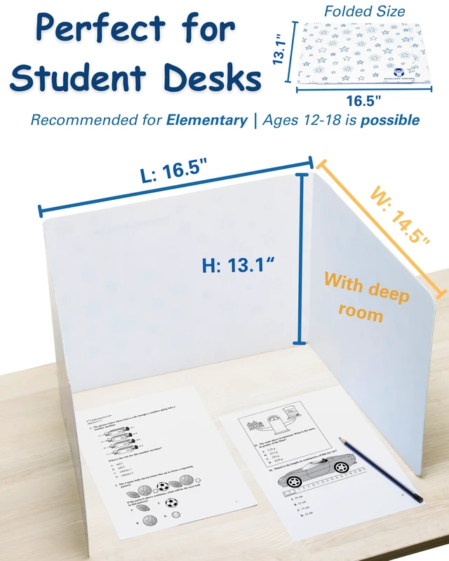 Alt view image 3 of 6 - Privacy Folders for Students, White Desk Dividers, Testing Shields 25 Pack Corrugated plastic, erasable surface, reusable, independent work, study carrels, homeschool, focus barriers