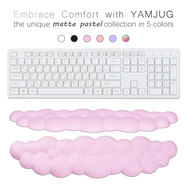 Alt view image 3 of 7 - 4 in 1 Ergonomic Leather Cloud Wrist Rest Keyboard and Mouse Pad & Coaster Full 4-Piece Set, Non-Slip PU Base, Soft Memory Foam Comfort For Long Work/Gaming Hours, Cute Desk Decor, Easy To Clean