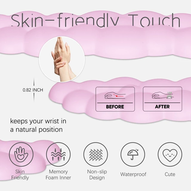 Alt view image 7 of 7 - 4 in 1 Ergonomic Leather Cloud Wrist Rest Keyboard and Mouse Pad & Coaster Full 4-Piece Set, Non-Slip PU Base, Soft Memory Foam Comfort For Long Work/Gaming Hours, Cute Desk Decor, Easy To Clean