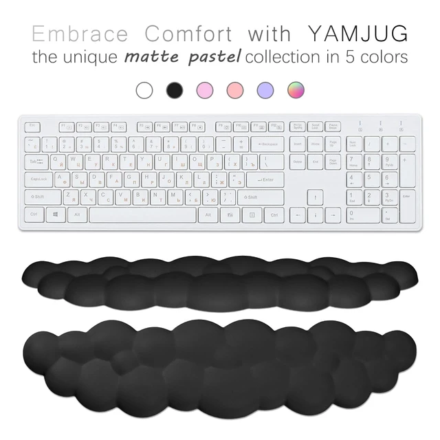 Alt view image 3 of 7 - 4 in 1 Ergonomic Leather Cloud Wrist Rest Keyboard and Mouse Pad & Coaster Full 4-Piece Set, Non-Slip PU Base, Soft Memory Foam Comfort For Long Work/Gaming Hours, Cute Desk Decor, Easy To Clean