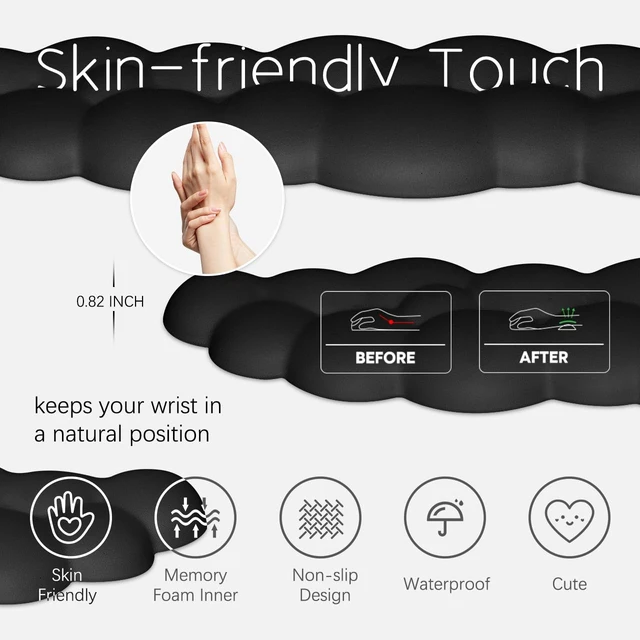 Alt view image 7 of 7 - 4 in 1 Ergonomic Leather Cloud Wrist Rest Keyboard and Mouse Pad & Coaster Full 4-Piece Set, Non-Slip PU Base, Soft Memory Foam Comfort For Long Work/Gaming Hours, Cute Desk Decor, Easy To Clean