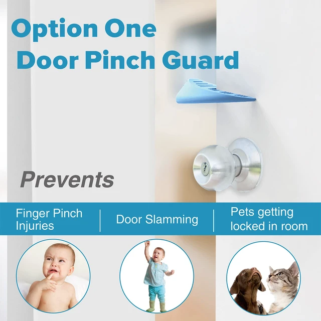 Alt view image 3 of 7 - Upgraded Silicone Door Pinch Guard and Door Stoppers 2 Functions in 1 with 2 Free Hooks, Heavy Duty Finger Pinch Guard Prevents Finger Pinch Injuries, Slamming Doors. 2 Packs, Blue