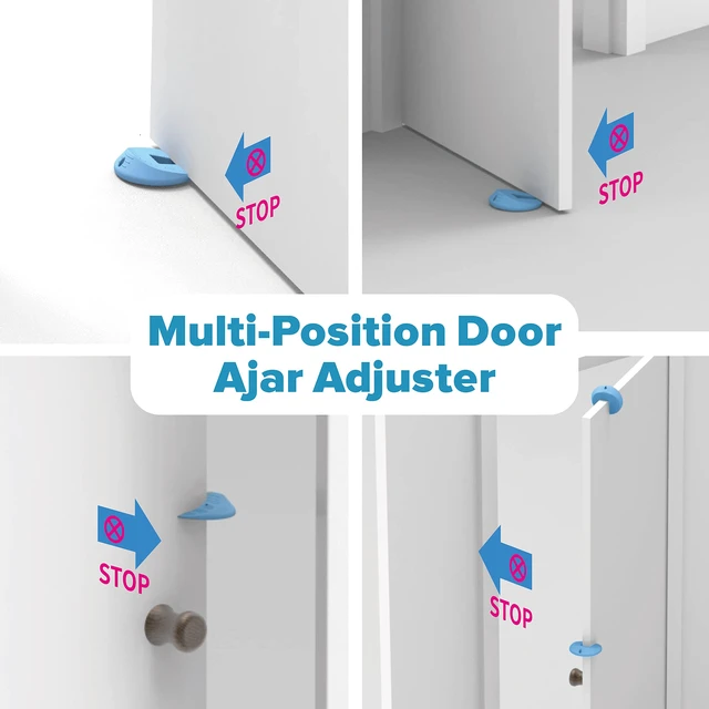 Alt view image 2 of 7 - Upgraded Silicone Door Pinch Guard and Door Stoppers 2 Functions in 1 with 2 Free Hooks, Heavy Duty Finger Pinch Guard Prevents Finger Pinch Injuries, Slamming Doors. 2 Packs, Blue