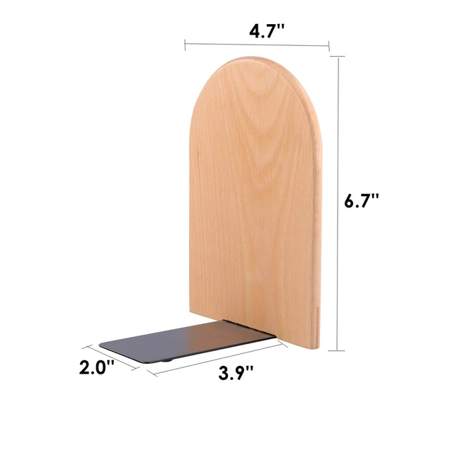 Alt view image 2 of 7 - Wood Bookends,Non-Skid Bookend for Shelves,Heavy Duty Bookends,Book Stand for Books/CDs,1 Pair