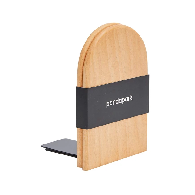 Alt view image 3 of 7 - Wood Bookends,Non-Skid Bookend for Shelves,Heavy Duty Bookends,Book Stand for Books/CDs,1 Pair