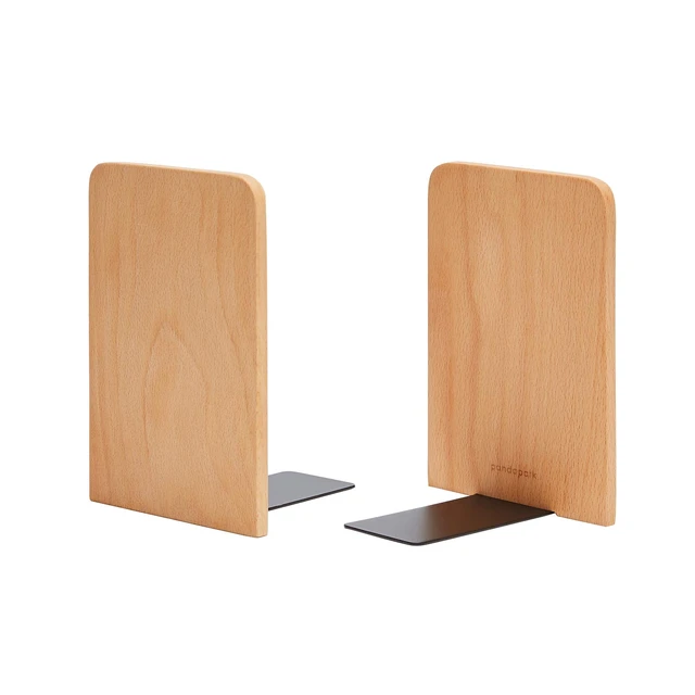 Alt view image 6 of 7 - Wood Bookends,Non-Skid Bookend for Shelves,Heavy Duty Bookends,Book Stand for Books/CDs,1 Pair