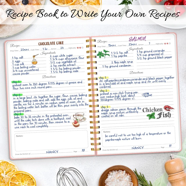 Alt view image 2 of 6 - Recipe Book to Write in Your Own Recipes, Spiral Blank Cookbook 150 Recipes Hardcover Recipe Journal with Ample Space, Waterproof Blank Recipe Notebook for Easy Kitchen Use, Elegant gift - Pink