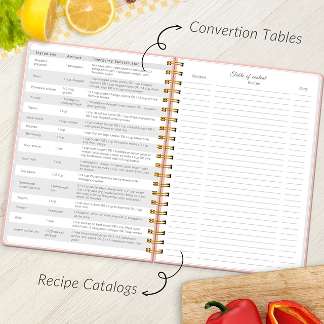 Alt view image 4 of 6 - Recipe Book to Write in Your Own Recipes, Spiral Blank Cookbook 150 Recipes Hardcover Recipe Journal with Ample Space, Waterproof Blank Recipe Notebook for Easy Kitchen Use, Elegant gift - Pink
