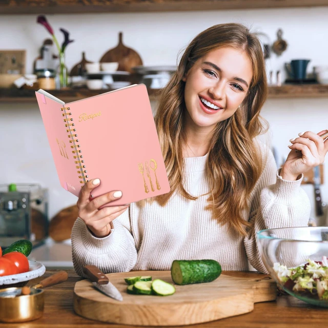 Alt view image 6 of 6 - Recipe Book to Write in Your Own Recipes, Spiral Blank Cookbook 150 Recipes Hardcover Recipe Journal with Ample Space, Waterproof Blank Recipe Notebook for Easy Kitchen Use, Elegant gift - Pink