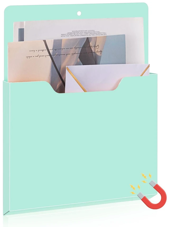 Main image of Magnetic File Holder Wall, 12.2 x 9.4 Inch, Vertical, Mint Green Large File Folder for Fridge, Whiteboard, Cabinet, Paper Mail Letters Storage, Office Magnetic Folder Mount